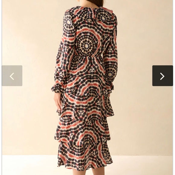 Marie Oliver Black and Red Patterned Midi Dress - Picture 4 of 5